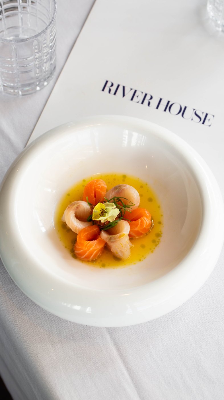Crudo duo beside the River House menu card