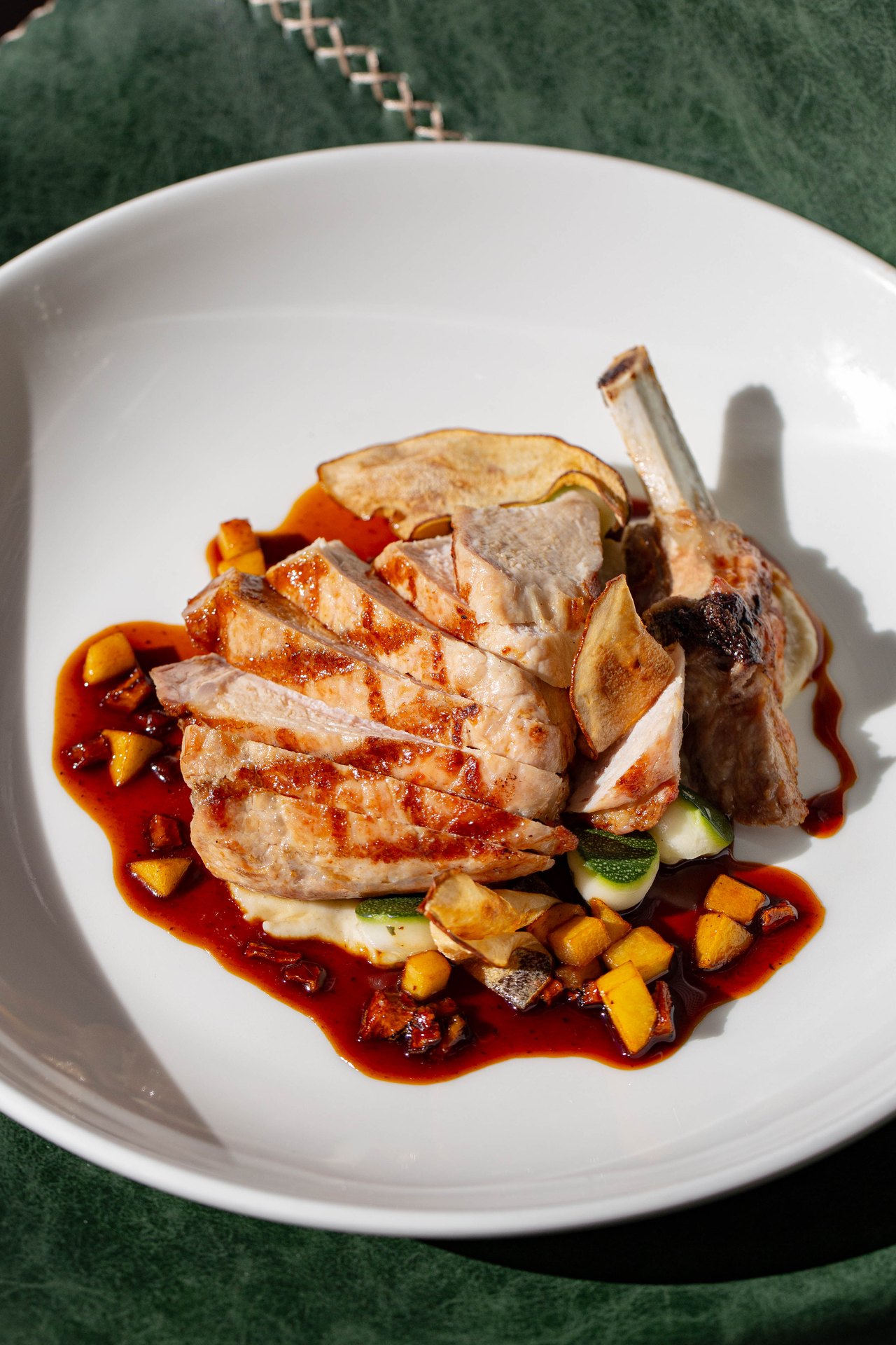 Bangalow Forest pork cutlet, juniper and star anise jus